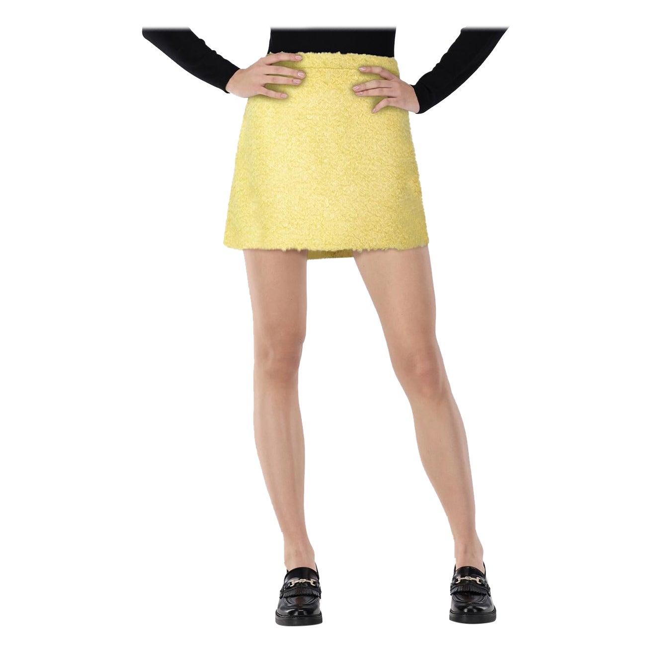 Valentino Garavani Yellow Wool A-Line Mini Skirt Size L