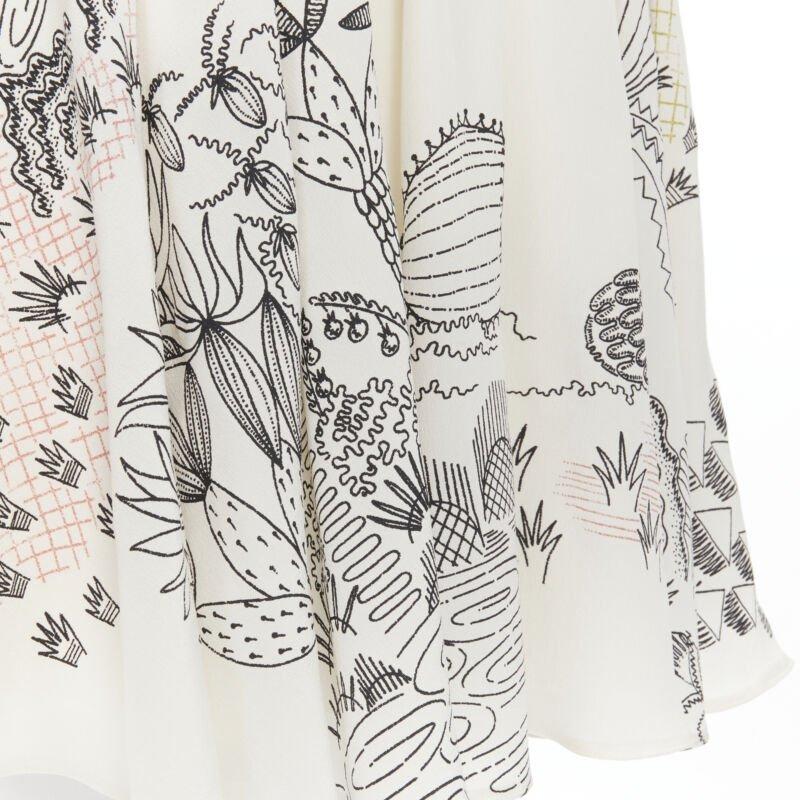 VALENTINO Vestido de seda con hombros descubiertos y estampado ilustración jardín IT40 S en venta 6
