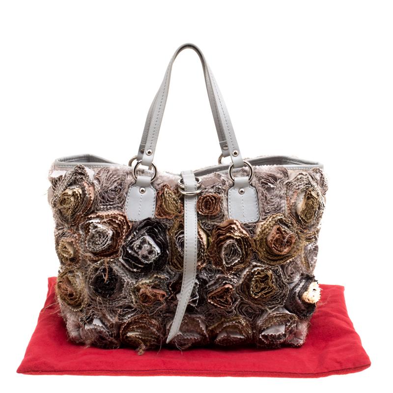 Valentino Gery Fabric and Leather Flower Tote 5