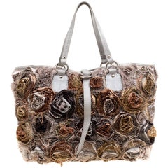 Valentino Gery Fabric and Leather Flower Tote