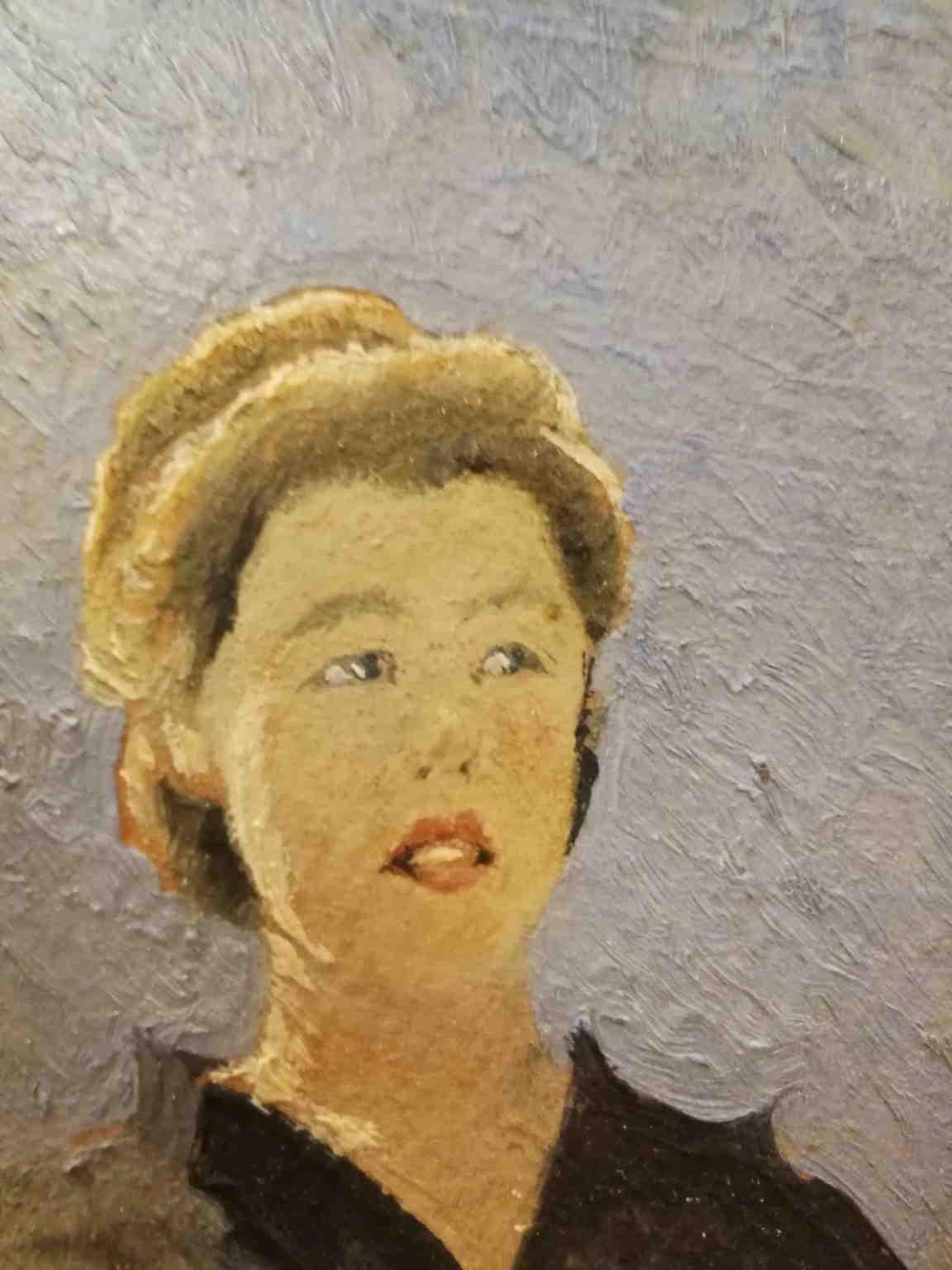 Signiert und datiert Tuscan Ghiglia Weibliche Porträtmalerei Dreißiger Jahre Öl Bord – Painting von Valentino Ghiglia
