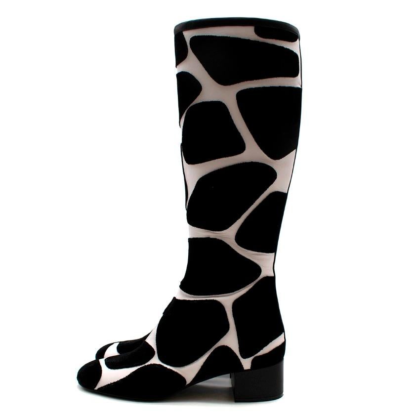 Nero Valentino Giraffe Print Black City Safari Boots - Taglia 10 in vendita