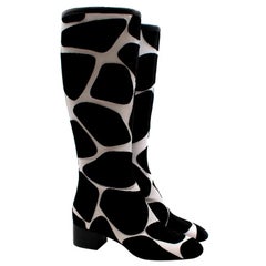 Valentino Giraffe Print Black City Safari Boots - Taglia 10