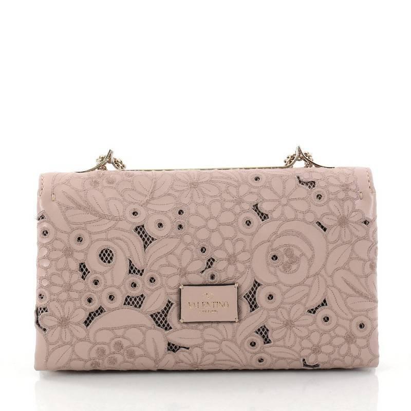 Valentino Girello Shoulder Bag Leather Lace Medium In Good Condition In NY, NY