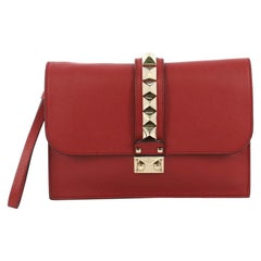 Valentino Glam Lock Clutch Leather