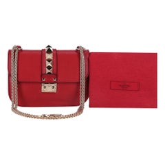 Valentino Glam Lock Rockstud Leather Shoulder Bag