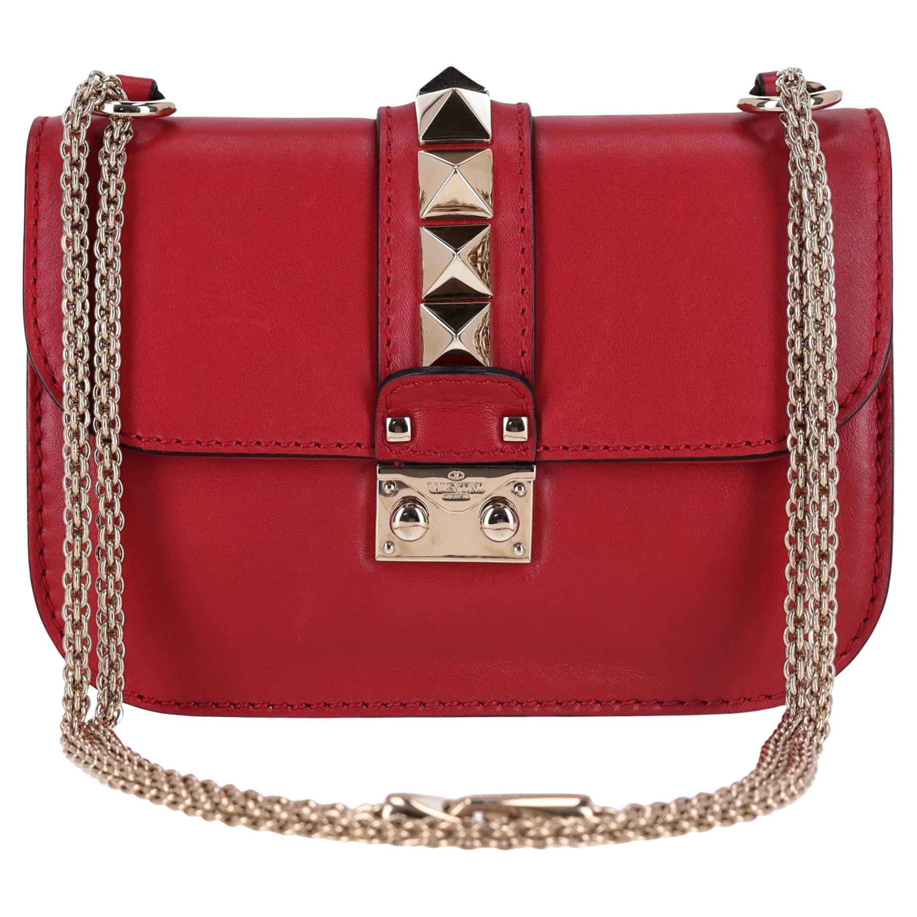 Borsa a tracolla in pelle Glam Lock Rockstud di Valentino
