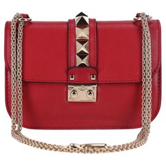 Valentino Glam Lock Rockstud Leather Shoulder Bag