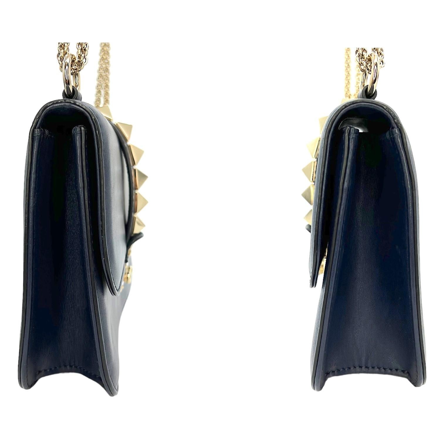 Black Valentino Glam Lock Rockstud Shoulder Bag For Sale