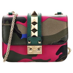 Valentino Glam Lock Shoulder Bag Camo Leather and Canvas Mini