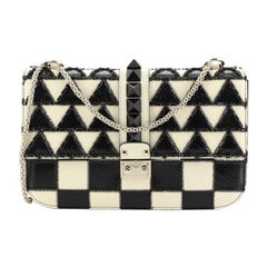 Valentino  Glam Lock Shoulder Bag Embellished Leather Medium