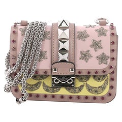 Valentino Glam Lock Shoulder Bag Embellished Leather Mini