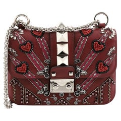 Valentino Glam Lock Shoulder Bag Embellished Leather Mini
