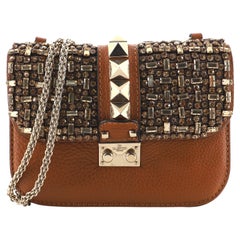 Valentino Glam Lock Shoulder Bag Embellished Leather Small