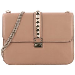Valentino Glam Lock Shoulder Bag Leather Large