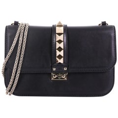 Valentino Glam Lock Shoulder Bag Leather Medium
