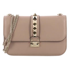 Valentino Glam Lock Shoulder Bag Leather Medium