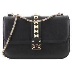 Valentino Glam Lock Shoulder Bag Leather Medium