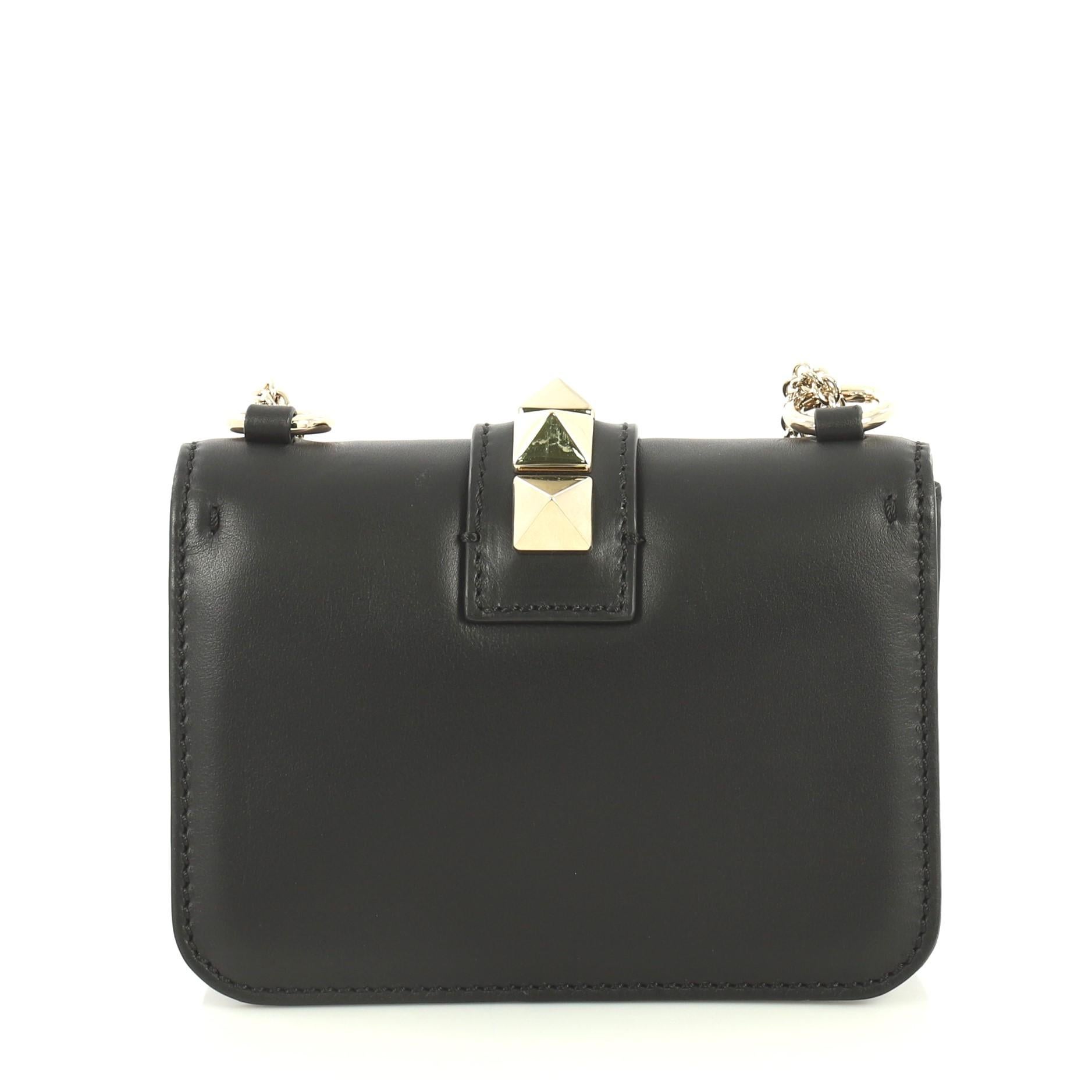 Black Valentino Glam Lock Shoulder Bag Leather Mini