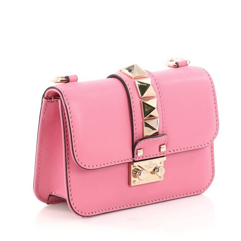 Pink Valentino Glam Lock Shoulder Bag Leather Small