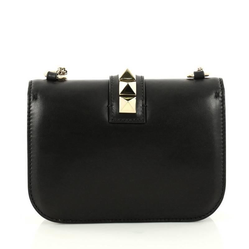 Valentino Glam Lock Shoulder Bag Leather Small In Excellent Condition In NY, NY