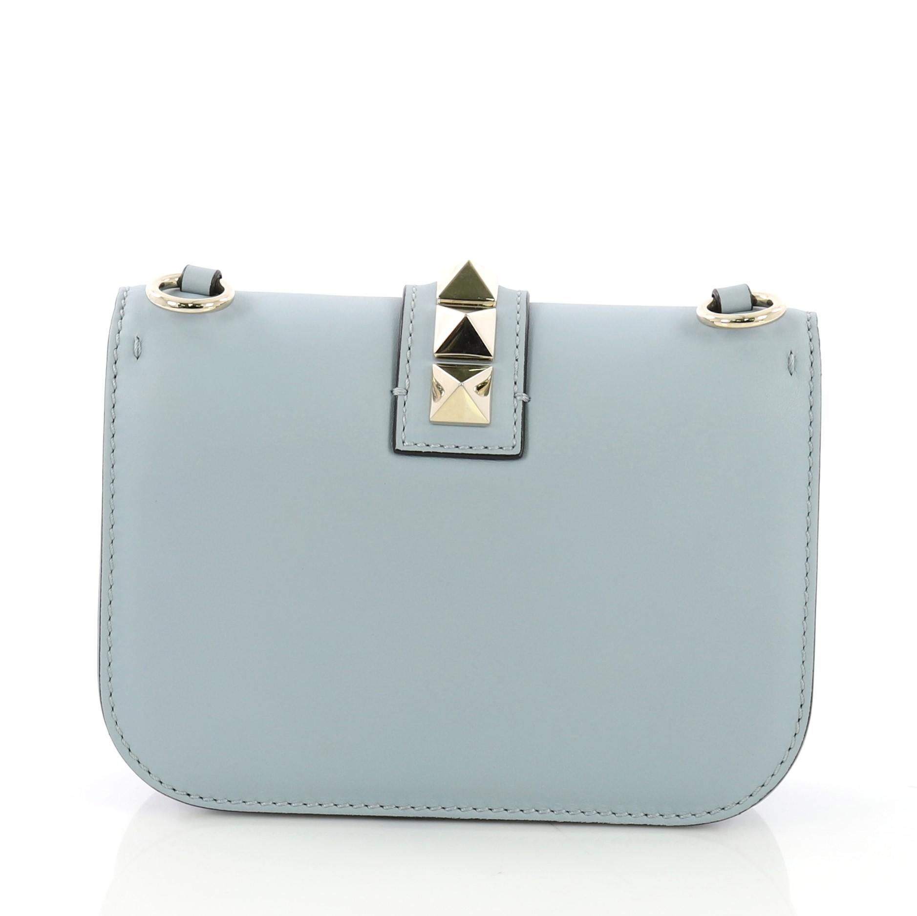 Valentino Glam Lock Shoulder Bag Leather Small In Good Condition In NY, NY