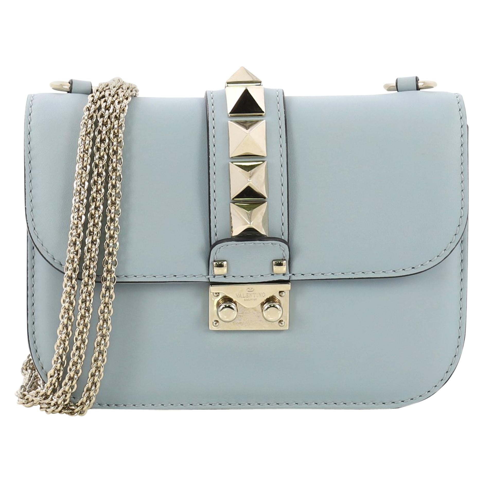 Valentino Glam Lock Shoulder Bag Leather Small