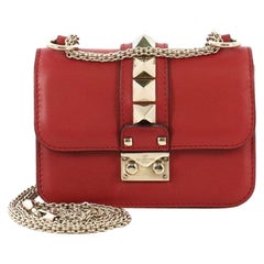 Valentino Glam Lock Shoulder Bag Leather Small