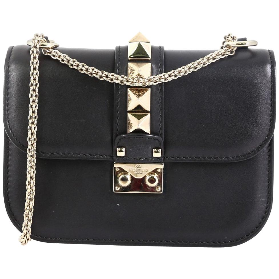 Valentino Glam Lock Shoulder Bag Leather Small