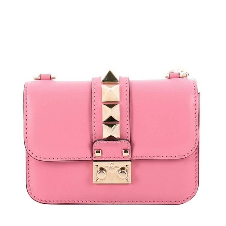 Valentino Glam Lock Shoulder Bag Leather Small