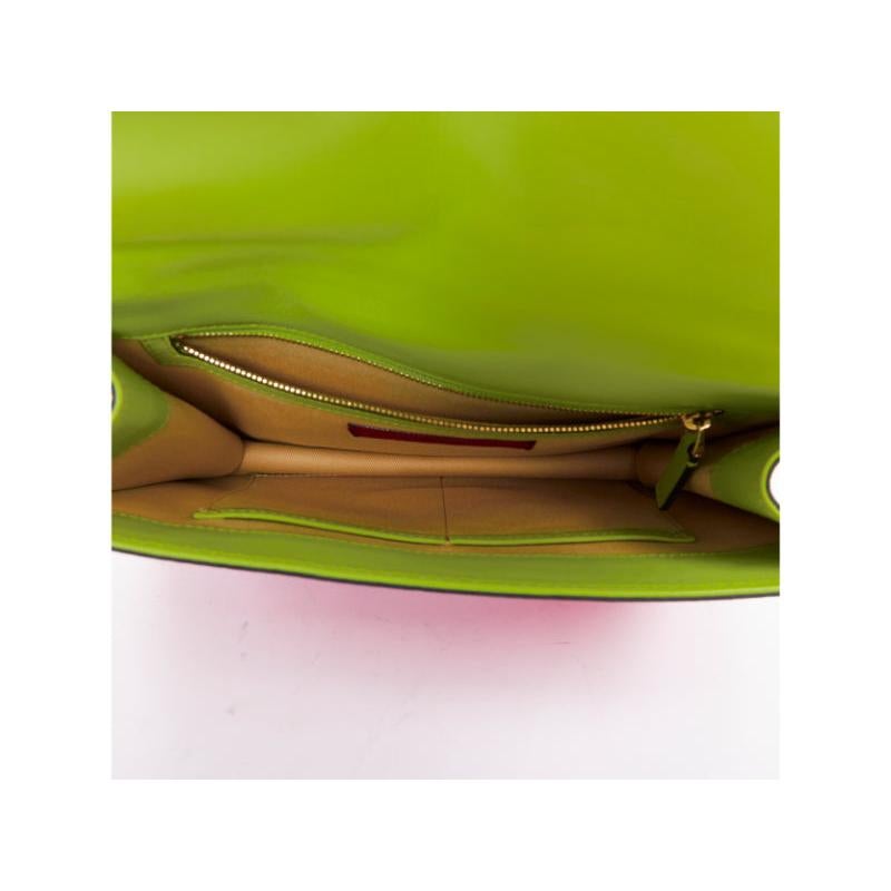 VALENTINO Glam Lock yellow green pink Rockstud leather push lock flap chain bag en vente 6