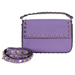 VALENTINO Glicine purple leather 2023 ROCKSTUD POUCH Crossbody Bag