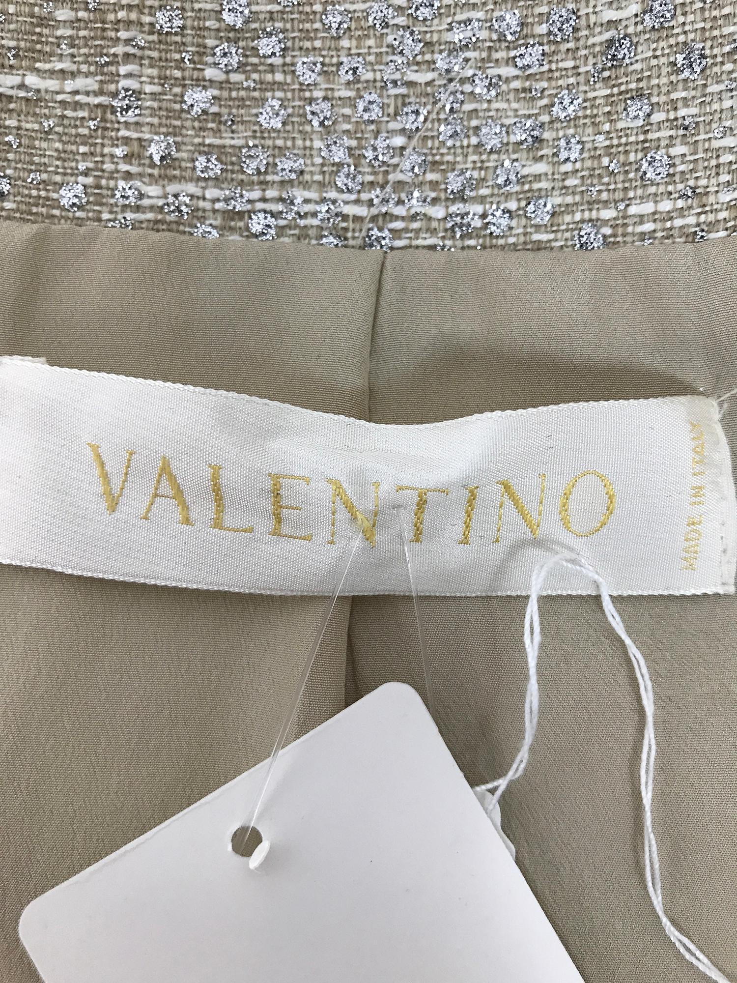 Valentino Glitter Silver Dot Metallic Gathered Waist Jacket For Sale 7