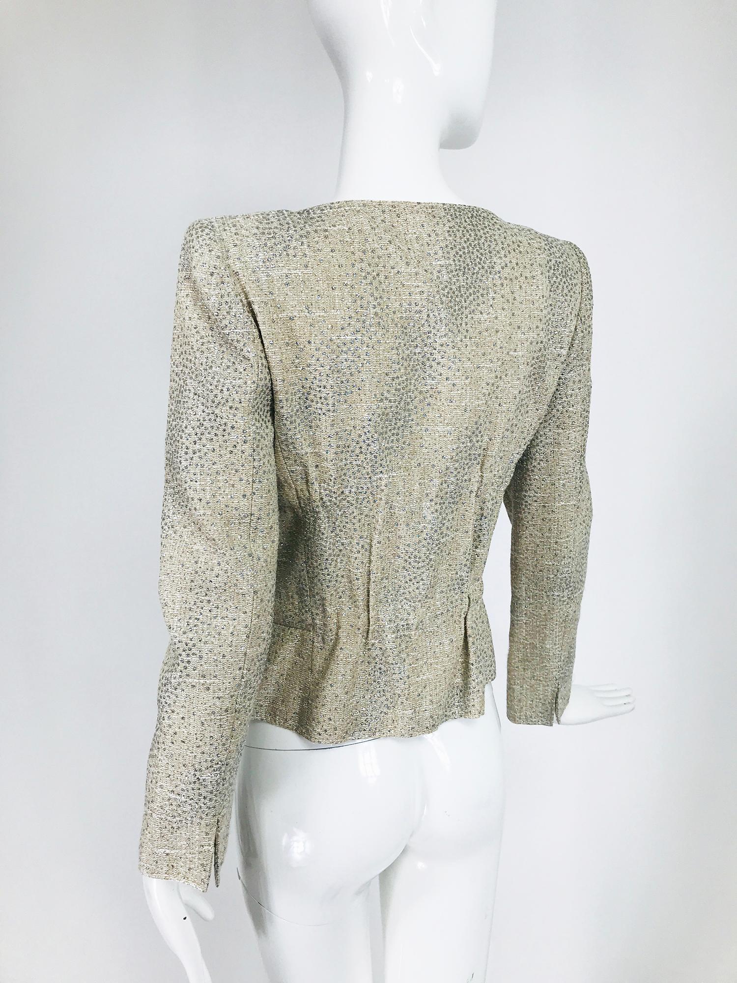 Women's Valentino Glitter Silver Dot Metallic Gathered Waist Jacket  For Sale