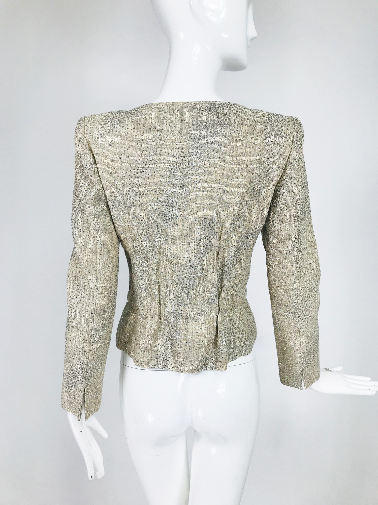 Valentino Glitter Silver Dot Metallic Gathered Waist Jacket For Sale 1