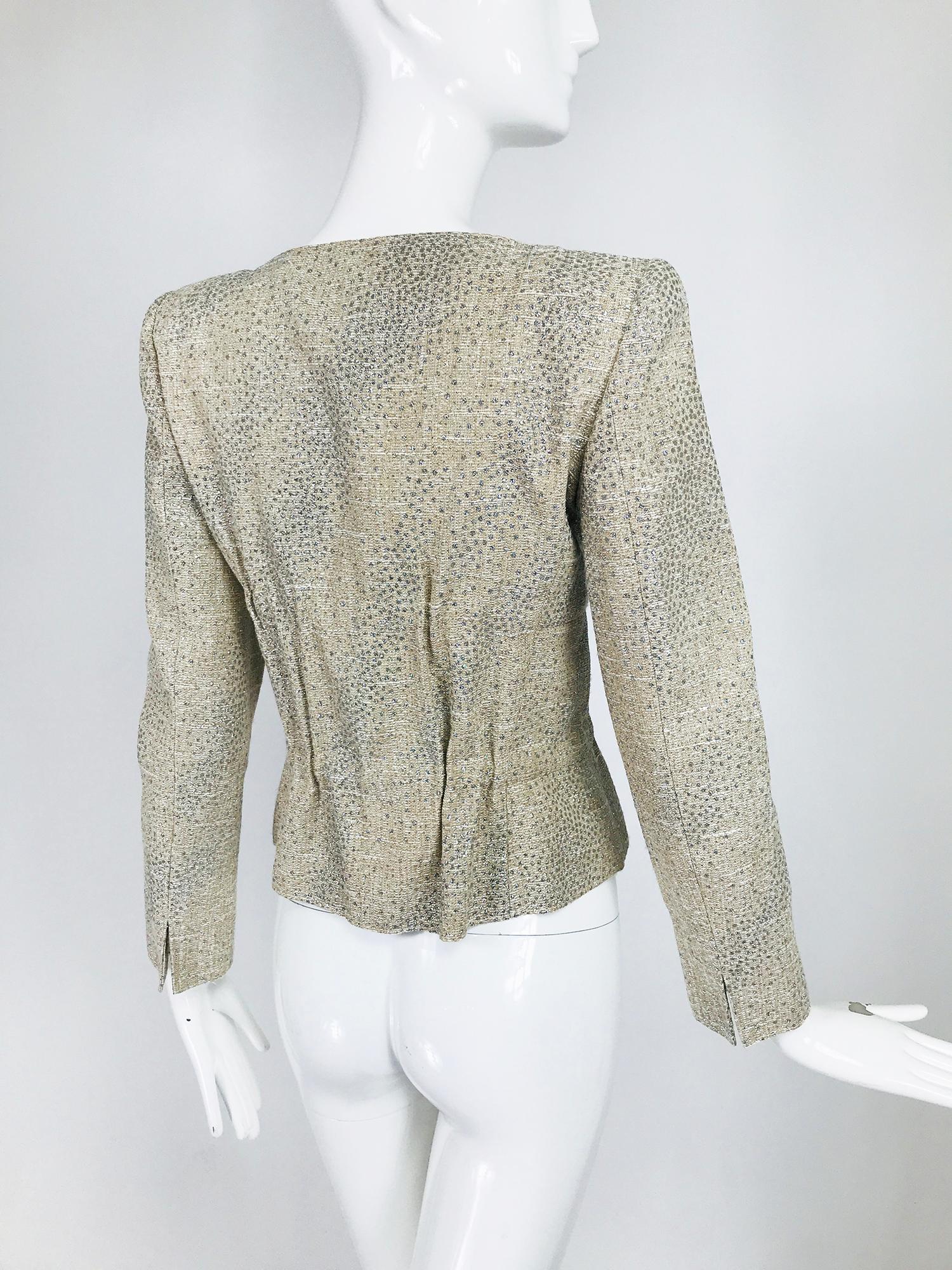Valentino Glitter Silver Dot Metallic Gathered Waist Jacket For Sale 2