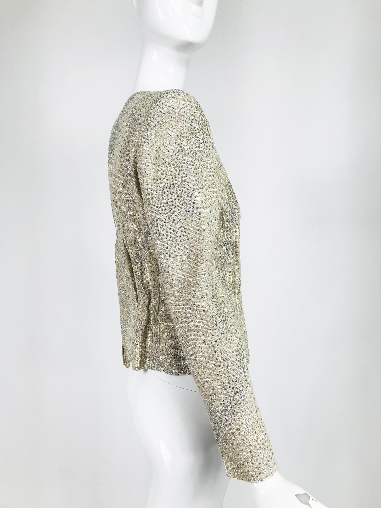 Valentino Glitter Silver Dot Metallic Gathered Waist Jacket For Sale 3