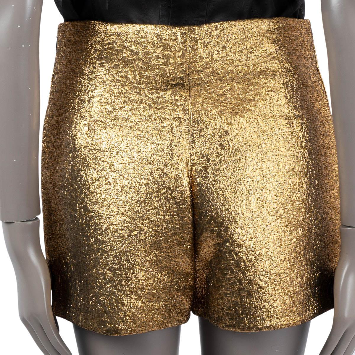 Women's VALENTINO gold 2021 VLOGO LAME Shorts Pants 42 M For Sale