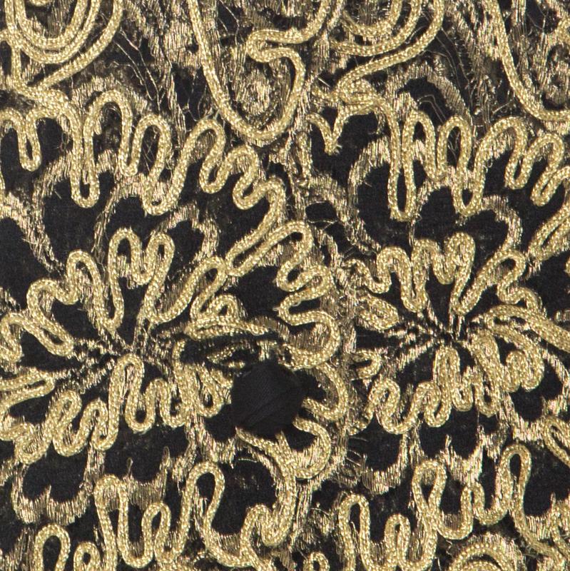 Brown Valentino Gold & Black Guipure Lace Skirt & Jacket Set L