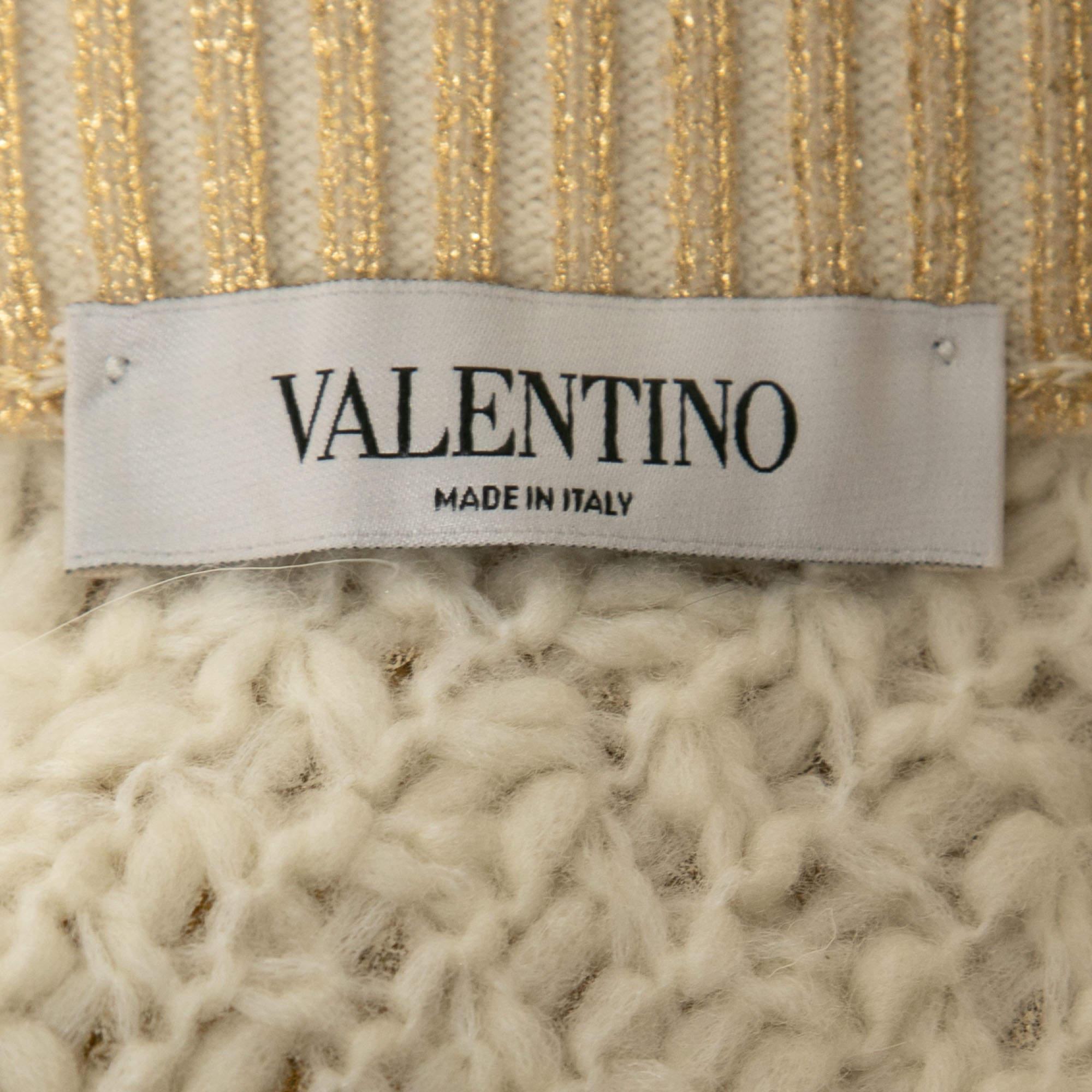Valentino Gold Coated Wool Knit Skirt M In Good Condition In Dubai, Al Qouz 2