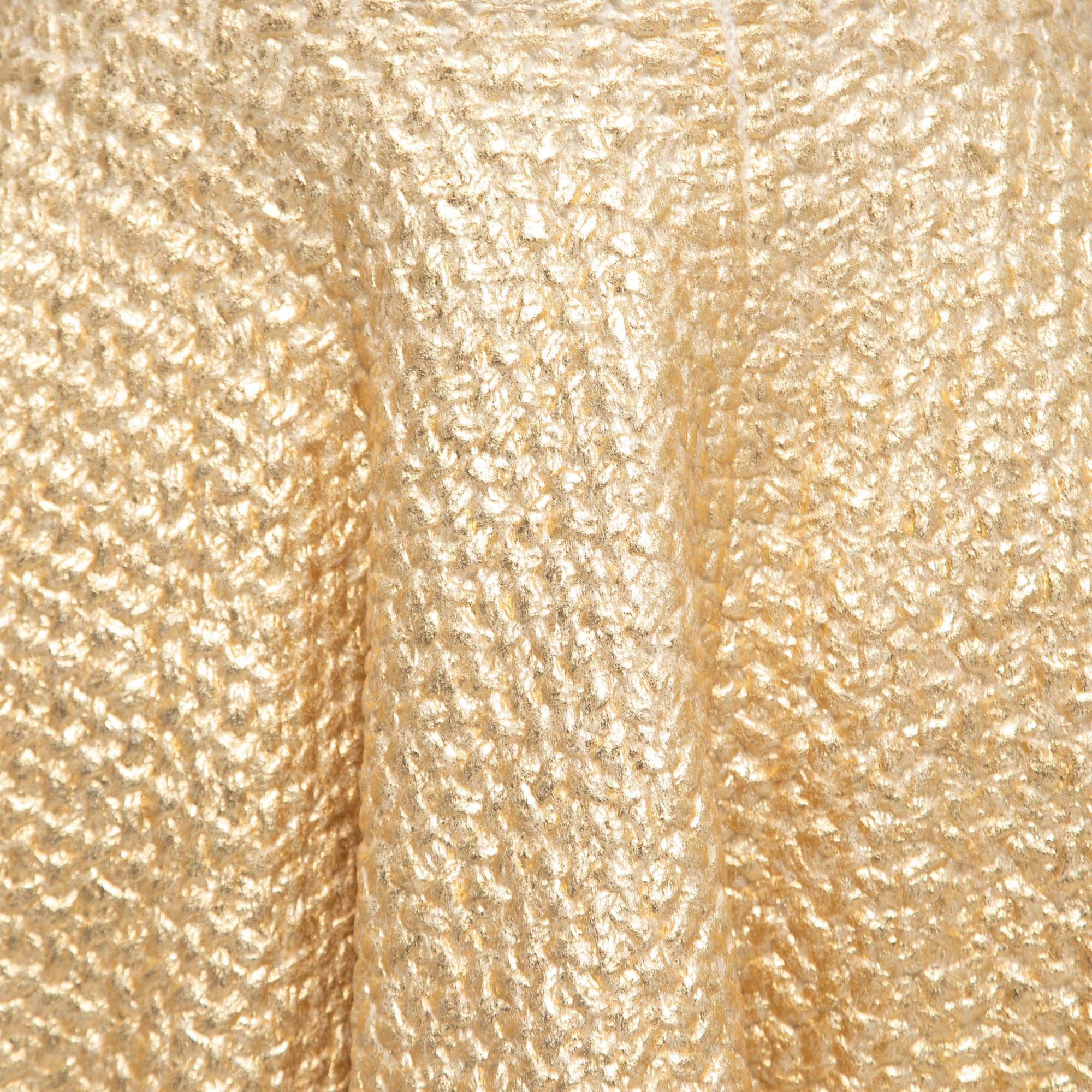 Valentino Gold Coated Wool Knit Skirt M For Sale 1