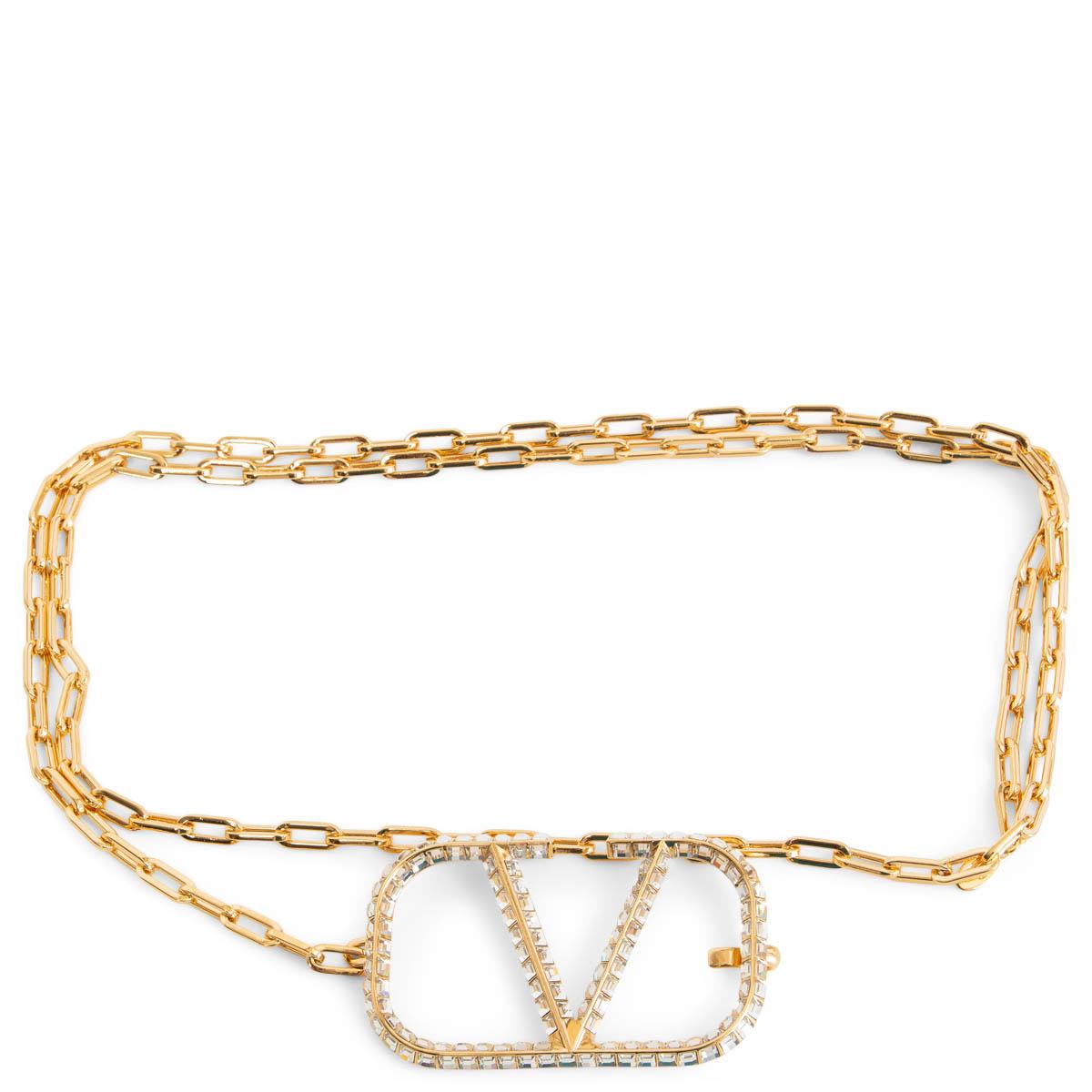 V Logo Embellished Chain Belt in Multicoloured - Valentino