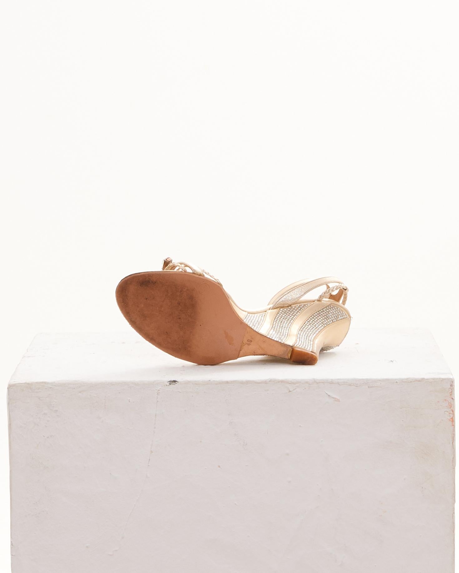 Valentino Gold Emroidered Wedge Sandals In Excellent Condition For Sale In Milano, IT