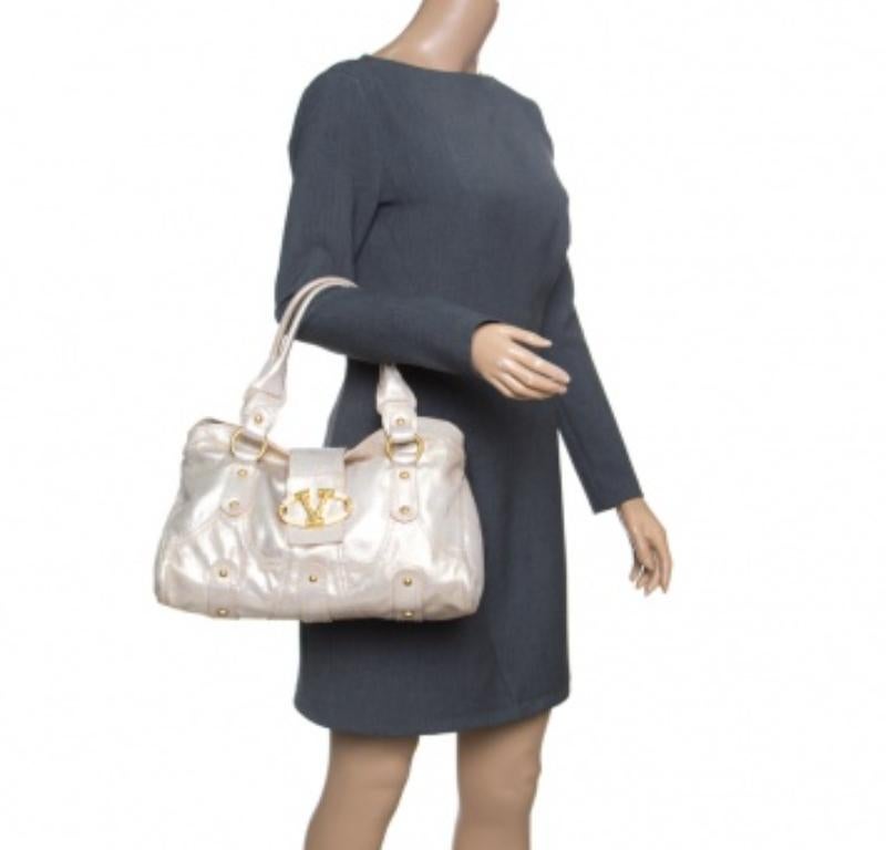 Valentino Gold Leder Crystal Catch Satchel mit Kristall im Angebot 6