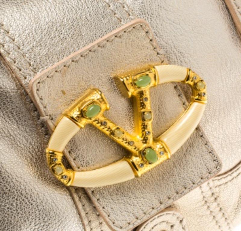 Valentino Gold Leder Crystal Catch Satchel mit Kristall Damen im Angebot