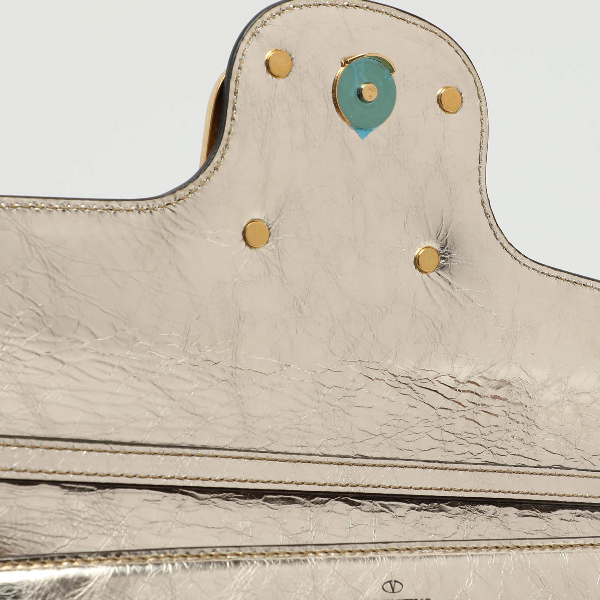 Valentino Gold Leather Loco Shoulder Bag 2