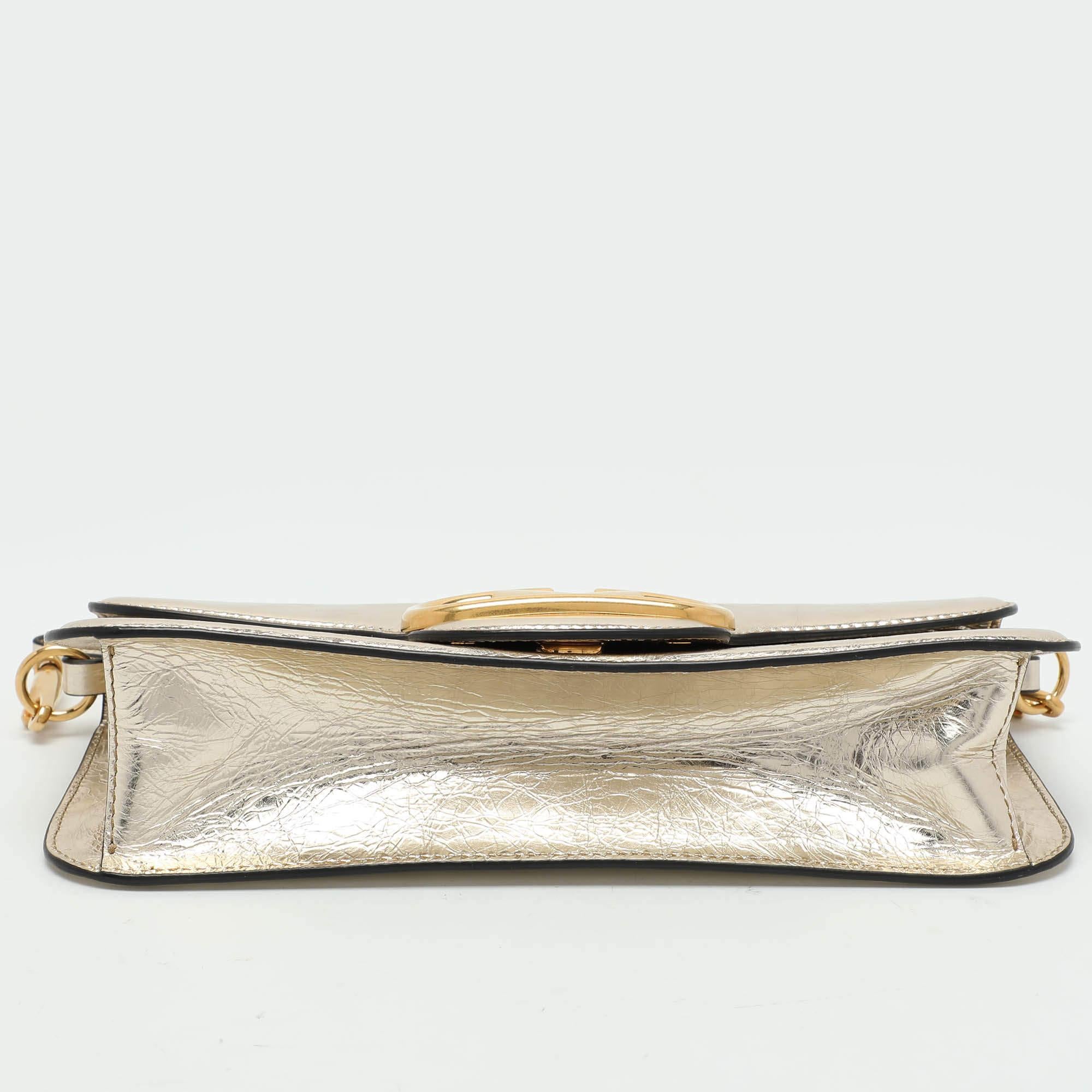 Valentino Gold Leather Loco Shoulder Bag 3