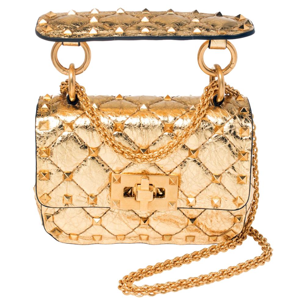 Auth VALENTINO Rockstud Crossbody Shoulder Bag Light Pink/Gold Leather -  e54054