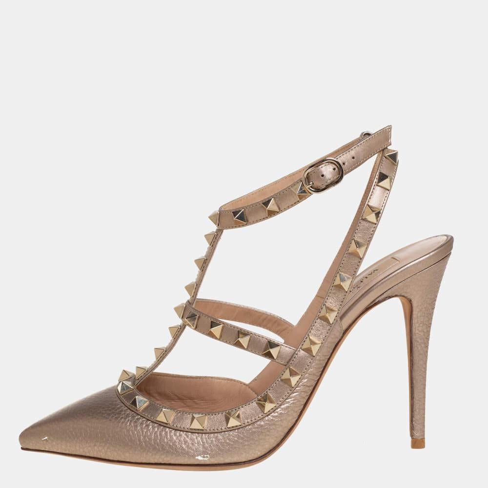 When considering Valentino, three words come to mind: luxurious, bold, and iconic. These gorgeous sandals are crafted from leather, and the sleek caged silhouette is adorned with the carefully placed Rockstuds. They are complete with pointed toes,