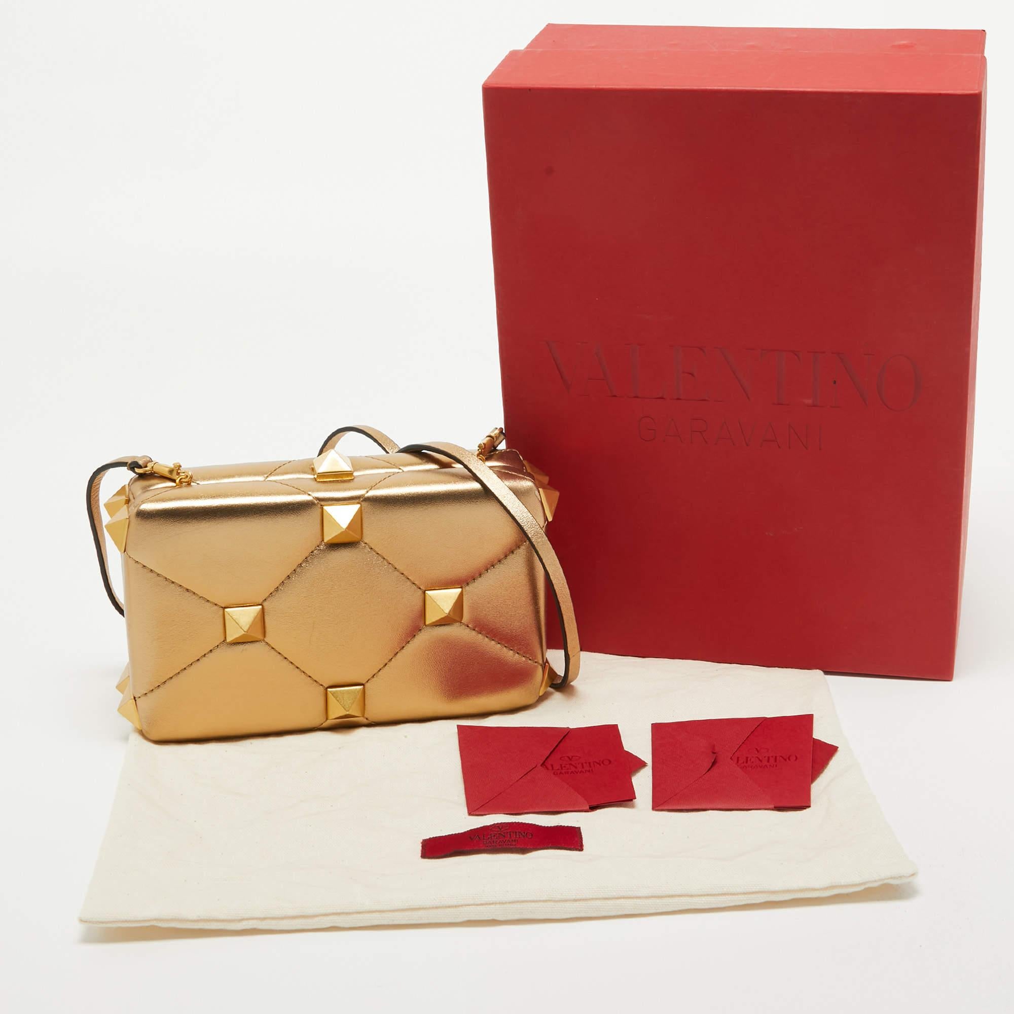 Valentino Gold Leather Roman Stud Clutch 9